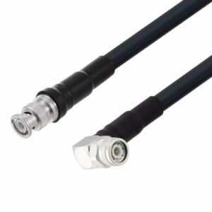 Low Loss BNC Male to TNC Male Right Angle Cable Assembly using LMR-400-UF Coax With Times Microwave Components with HeatShrink