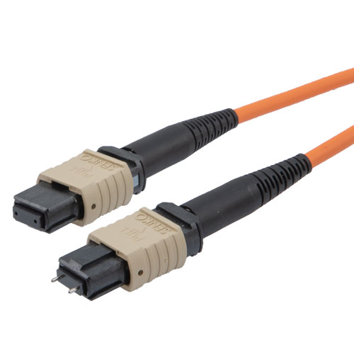 MPO w/ pins to MPO no pins, 24 Fiber, Type A, 62.5/125 OM1 MMF, OFNR, 1 Meter