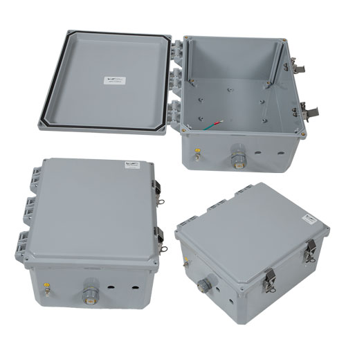 12x10x06 Polycarbonate Weatherproof Outdoor IP66 NEMA 4X Enclosure, Modified Base Dark Gray