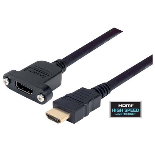 High Speed HDMI Cable with Ethernet, Male/ Panel Mount Female 2.0 M - Imagen 2