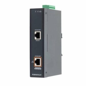 Gigabit Industrial PoE+ Injector, IEEE 802.3at 802.3af, Up To 30W 56V, Mid-span, 1-Port, DIN or Wall Mount, DC Powered