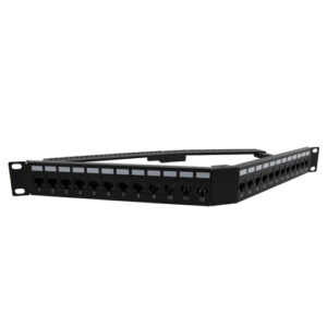 1.75"x19" (1U) 24 Port Category 6 Feed-Thru Coupler V-Panel with Cable Manager