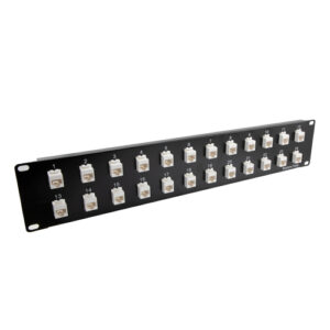 PR35-C6-24M_500x500_View1.jpg 3.5"x19" (2U) 24 Port Category 6 Feed-Thru Mini-Coupler Coupler Panel, Unshielded