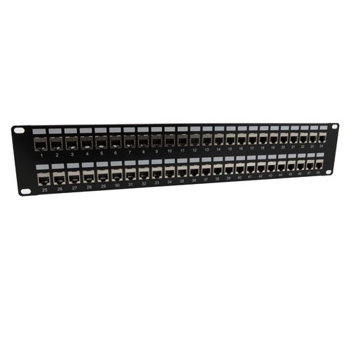 3.5"x19" (2U) 48 Port Low Profile Category 6 Shielded Feed-Thru Mini-Coupler panel w/Cable Manager - Imagen 5