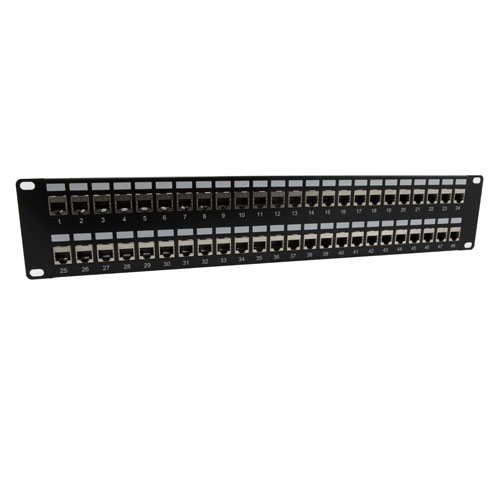 3.5"x19" (2U) 48 Port Category 5e Shielded Feed-Thru Coupler panel with Cable Manager - Imagen 8