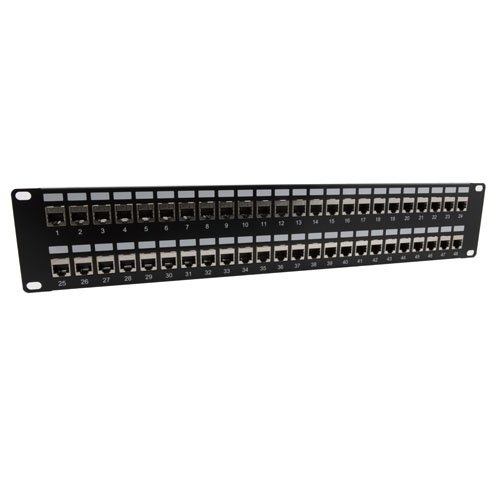 3.5"x19" (2U) 48 Port Low Profile Category 5e Feed-Thru Mini-Coupler V-Panel with Cable Manager - Imagen 5