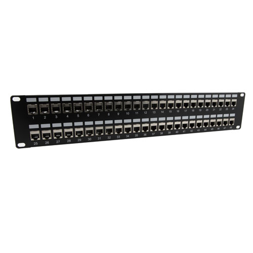 3.5"x19" (2U) 48 Port Category 5e Shielded Feed-Thru Coupler panel with Cable Manager - Imagen 7
