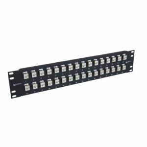 3.5"x19" (2U) 32 Port Straight Cat5e Feed-Thru Panel, Shielded Low Profile Mini-Coupler