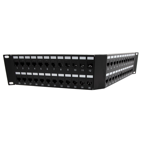 3.5"x19" (2U) 48 Port Category 5e Feed-Thru Coupler V-Panel with Cable Manager - Imagen 8