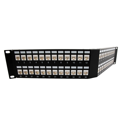 3.5"x19" (2U) 48 Port Low Profile Category 5e Feed-Thru Mini-Coupler V-Panel with Cable Manager - Imagen 8