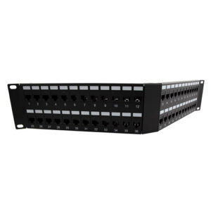 PR35V-C6-48-CM_500x500_View1.jpg 3.5"x19" (2U) 48 Port Category 6 Feed-Thru Coupler V-Panel with Cable Manager