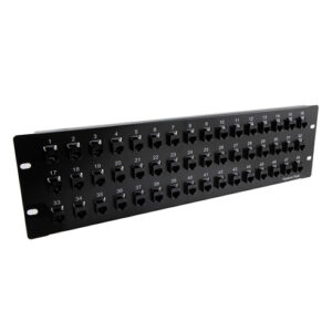 5.25"x19" (3U) 48 Port Category 6a Feed-Thru Coupler Panel, Unshielded