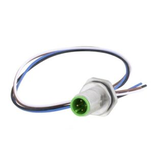 M12 4 Pin A Code Male Receptacle, IP67 Rated, Rear Mounting Style with 0.2m Leads