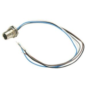M12 4 Position A Code Female Receptacle, IP69K Rated, Front Mounting Style with 0.3m Leads