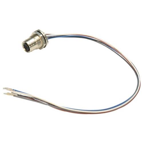 M12 5 Position A Code Female Receptacle, IP69K Rated, Front Mounting Style with 0.3m Leads