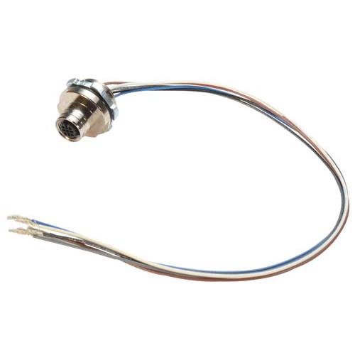 M12 5 Position A Code Female Receptacle, IP69K Rated, Rear Mounting Style with 0.3m Leads