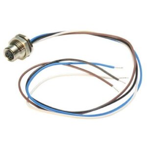 M8 4 Pole Female Receptacle, Front Mounting Style with 0.3m Leads