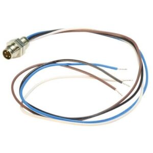 M8 4 Pole Male Receptacle, Rear Mounting Style with 0.3m Leads