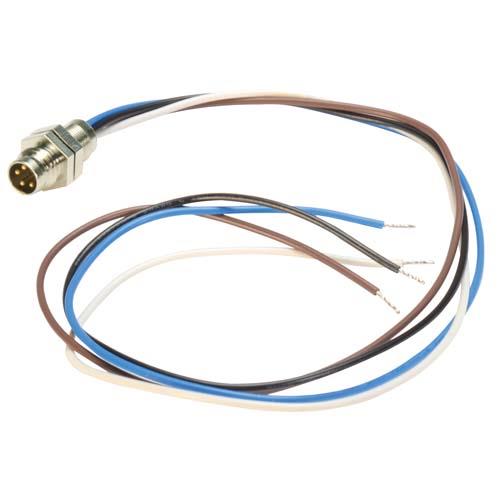 M8 4 Pole Male Receptacle, Rear Mounting Style with 0.3m Leads
