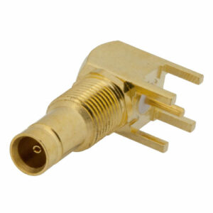 1.0/2.3 Jack Right Angle Connector Solder Attachment Thru Hole PCB, .200 inch x .055 inch Hole Spacing