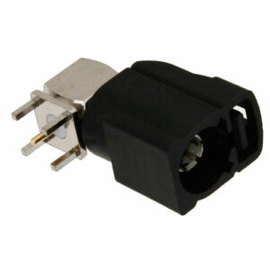FAKRA Jack Right Angle Connector Solder Attachment Thru Hole PCB, Black Color