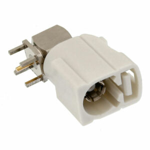 FAKRA Jack Right Angle Connector Solder Attachment Thru Hole PCB, White Color