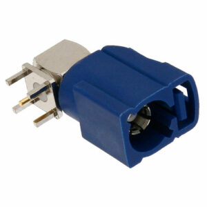 FAKRA Jack Right Angle Connector Solder Attachment Thru Hole PCB, Blue Color