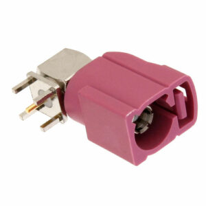 FAKRA Jack Right Angle Connector Solder Attachment Thru Hole PCB, Violet Color