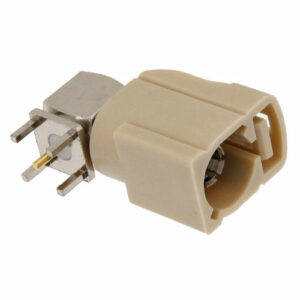 FAKRA Jack Right Angle Connector Solder Attachment Thru Hole PCB, Beige Color