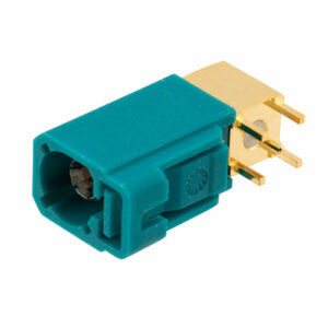RF PCB Connector, FAKRA Female right angle,  DIP (Thru Hole), Water Blue