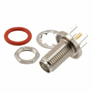 RF PCB Connector, SMA, Female,  Up to 18 GHz, Through Hole, Straight, Nickel Finish, Bulkhead, IP67 rated