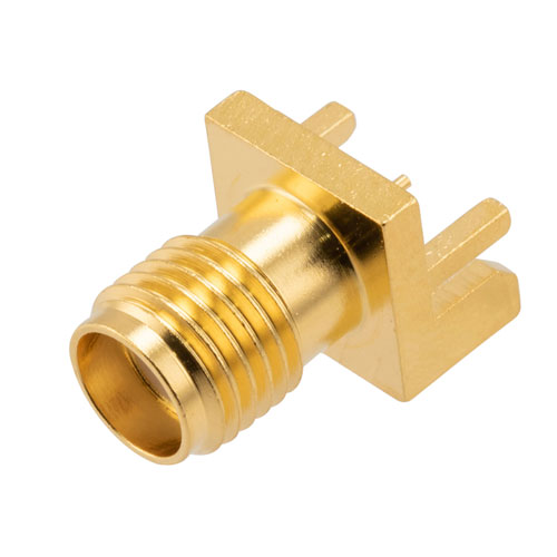 RF PCB Connector, SMA, Female, Up to 18 GHz, Edge Mount, Straight, 0.047 inch PCB Thickness, 0.020 inch pin diameter
