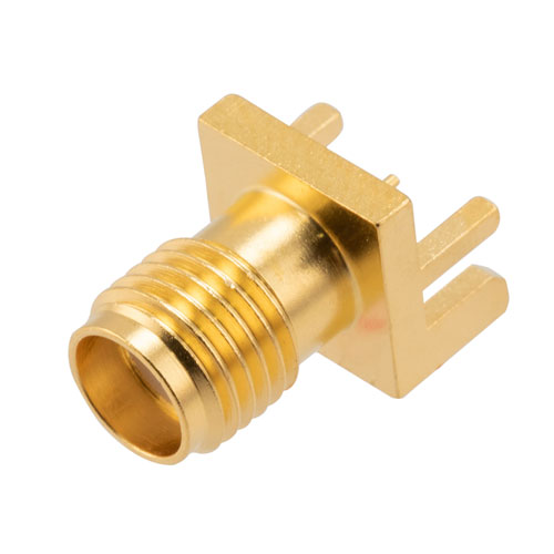 RF PCB Connector, SMA, Female, Up to 18 GHz, Edge Mount, Straight, 0.068 inch PCB Thickness, 0.020 inch pin diameter