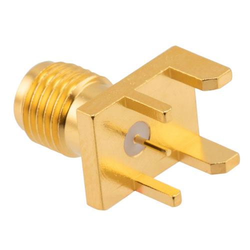 RF PCB Connector, SMA, Female, Up to 18 GHz, Edge Mount, Straight, 0.142 inch PCB Thickness, 0.020 inch pin diameter - Imagen 2