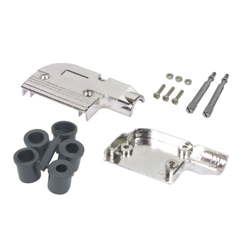 Right Angle Assembled D-Sub Hood Kit, DB25/HD44 Metal